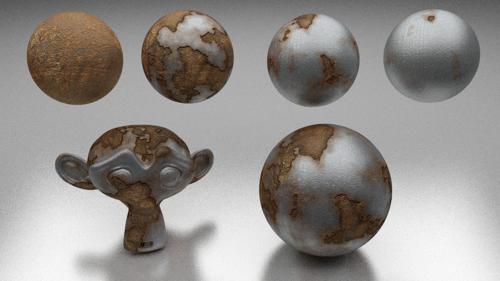 Rusty Metal cycles semi-procedural shader preview image